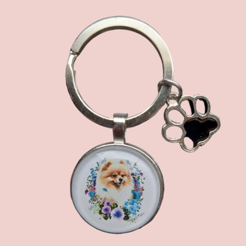 Porte clés rond Pomeranian