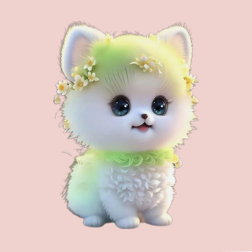 Autocollant mignon pomeranian 20 ou 40cm